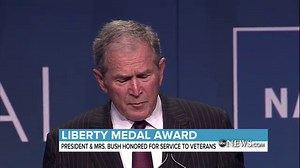 George W. Bush and Laura Bush awarded Liberty Medal