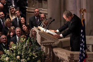 President George W Bush eulogizes his late father, President George H.W. Bush