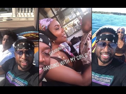 D Wade, Zaire, Gabby Spend Some Time On The Boat W/ The Baby