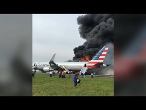 Plane catches fire on O'Hare Airport runway