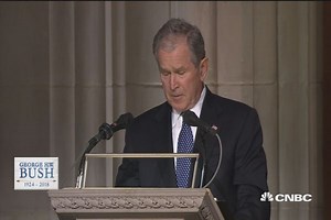 President George W Bush eulogizes his late father, President George HW Bush
