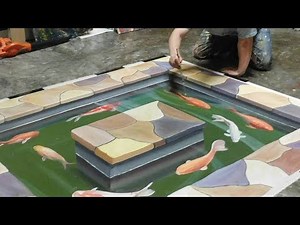 Painting a 3D Fish Pond Illusion - Trick Art on Canvas