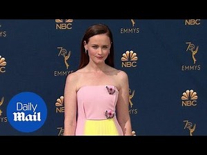 Alexis Bledel looks cute arriving on the 2018 Emmys red carpet