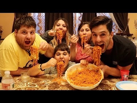 SPICY NOODLE CHALLENGE WITH ARMENIAN FAMILY!