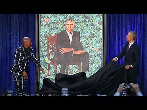 Artist Kehinde Wiley behind Obama portrait