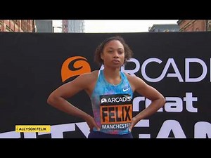 Allyson Felix v Marie Josee TA Lou over straight 150M . Manchester Games May 2018