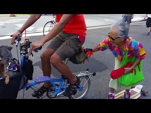 Skateboarding Grandma with Dogs on Bike = CicLAvia