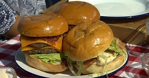Chef Ben Ford whips up queso blanco-topped burgers