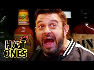 Adam Richman Fanboys Out While Eating Spicy Wings | Hot Ones