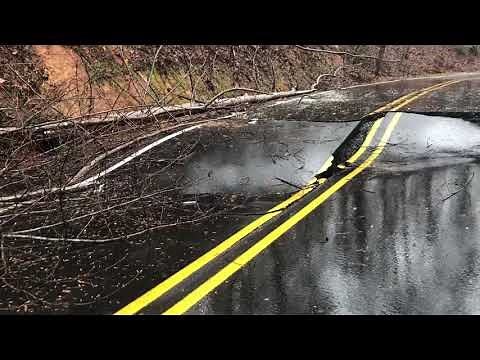 ROAD COLLAPSE from heavy rain near Lake Lure, NC