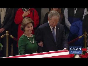 President George W. Bush and Laura Bush pay their respects (C-SPAN)