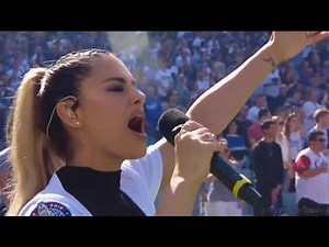 Pia Toscano Sings The National Anthem - LA Dodgers vs SF Giants - 3/29/18