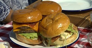 Chef Ben Ford whips up queso blanco-topped burgers