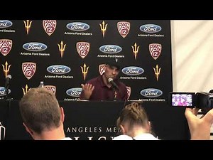 Herm Edwards press conference after ASU beats USC 38-35 (comments on USC in last 3 min. of video)