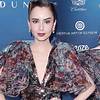 Lily Collins is the picture of glamour in a plunging sheer dress as she hits the red carpet