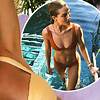 Rosie Huntington-Whiteley oozes glamour as she poses in pastel yellow bikini and pearls