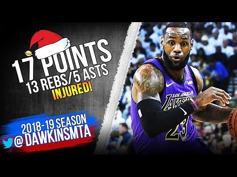 LeBron James Full Highlights in 2018 Christmas Lakers vs Warriors - 17-13-5, INJURED! | FreeDawkins