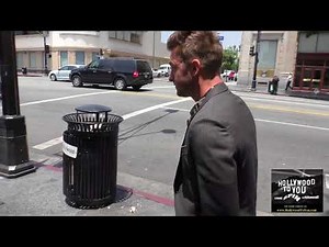 Scott Speedman talks about Keri Russell's show The Americans outside Katsuya Restaurant in Hollywood