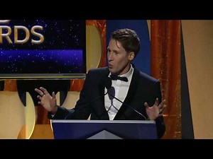 Dustin Lance Black accepts the Writers Guild of America West's 2018 Valentine Davies Award