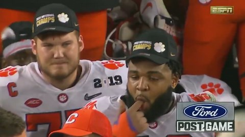 Dabo Swinney got a wet willy from Christian Wilkins during his postgame interview