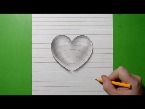 Drawing Heart Waterdrop on Line Paper - Step by Step